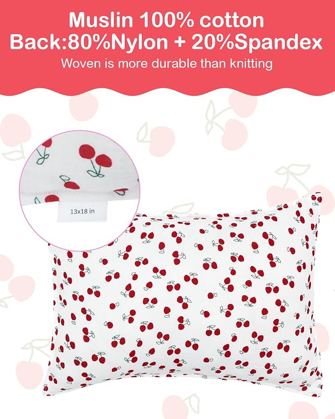ALVABABY Toddler Pillowcases 2 Pack Muslin Cotton&Stretchy Kids Pillow Cover Fit 13"x 18" or 12"x16" Envelope for Girl Boy Sleepy Travel 2TPMN01A