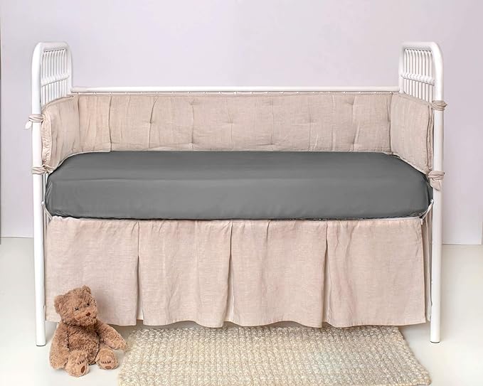 Crib Fitted Sheet by Pure Bamboo, Genuine 100% Organic Viscose Derived from Bamboo, Luxuriously Soft, Ultimate Cooling, Fits Standard Size Crib Mattress (Stone Grey)