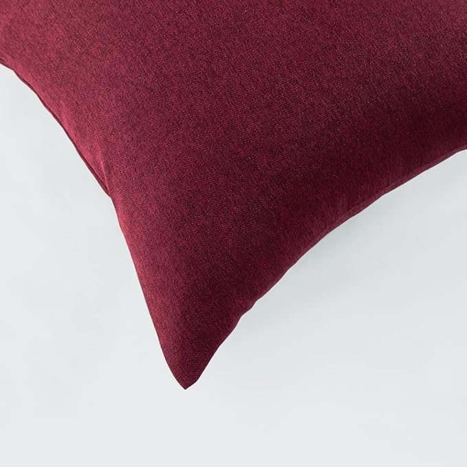 AMBERIS 2 Pillowcases (45×45cm)(Without Insert) Red, Imitation Linen Decorative 2 Pillowcases (Without Insert) for Home Hotel