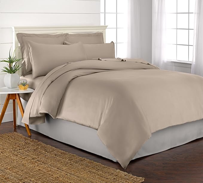 Twin Duvet Cover by Pure Bamboo, 2 Piece Set, Genuine 100% Organic Viscose Derived from Bamboo, Luxuriously Soft and Cooling, 1 Pillowcase (Twin, Sand)