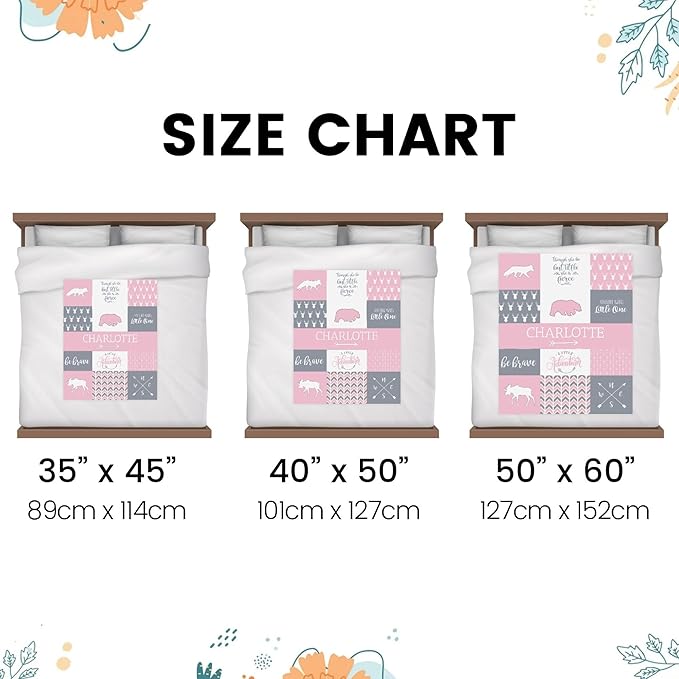 Custom Micro Fleece Baby Blanket for Girls with Double Layer and Soothing Raised Dots, Breathable and Soft Lightweight Receiving Blanket for Newborns, 35x45 Inches, Woodland Bear, Baby Pink