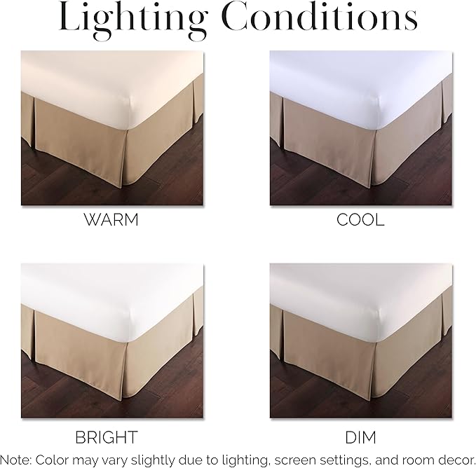 Southshore Fine Living, Inc. Twin Size Bed Skirt, 14-Inch Drop Pleated Bed Skirt for Twin Mattress, Dust Ruffle for Twin Size Bed, Taupe