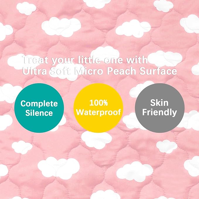Pack and Play Mattress Protector Sheets Fitted Waterproof Playard Mattress Pad Cover, Compatible with Graco Pack n Play & Dream On Me & Pamo Babe, Playpen/Playard Sheet, Pink Cloud, 39" x 27"