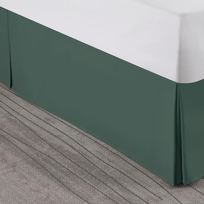 Nestl Forest Green Bed Skirt Cal King Size - Cal King Bed Skirt 14 Inch Drop - Brushed Microfiber Bed Skirts - Hotel Quality Pleated Bed Skirt - Shrinkage & Fade Resistant