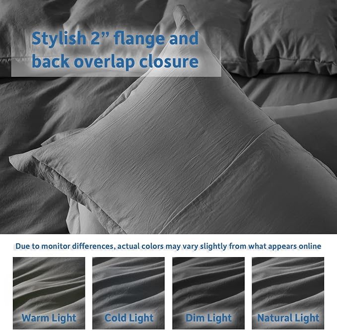 Nestl Grey California King Duvet Cover Sets - Soft Prewashed Cal King Duvet Cover, 3 Piece, with Zipper Closure, 1 Duvet Cover 104x98 inches and 2 Pillow Shams