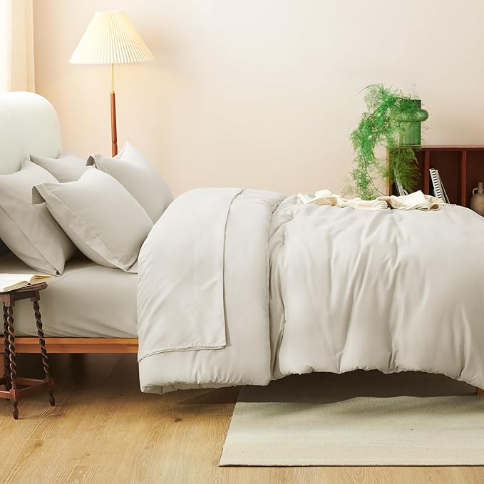 CozyLux King Comforter Set Beige, 7 Pieces Bed in a Bag Soft Bedding Comforter Set with Sheets, All Season Boho 7PC Bed Sets with Comforter, Fitted Sheets, Flat Sheets, Pillow Shams and Pillowcases