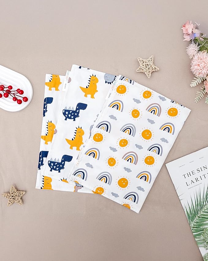 ALVABABY Toddler Pillowcases 2 Pack Organic Cotton Kids Pillow Cover Fit 13"x 18" or 12"x22" Envelope for Girl Boy Sleepy Travel