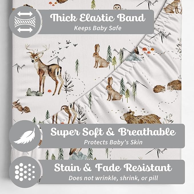 Baby Changing Pad Cover 2-Pack for Boys, Girls (Magic Forest) - Premium Fitted Sheets Baby Diaper Changing Table Cover - Buttery Soft Cotton Blend