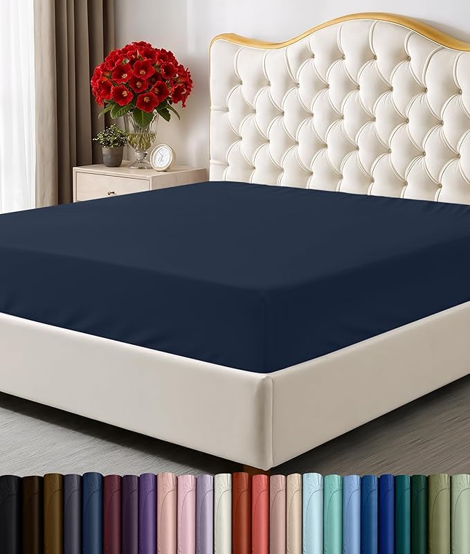Utopia Bedding Full Fitted Sheet - Bottom Sheet - Deep Pocket - Soft Microfiber - Shrinkage and Fade Resistant - Easy Care -1 Fitted Sheet Only (Navy)