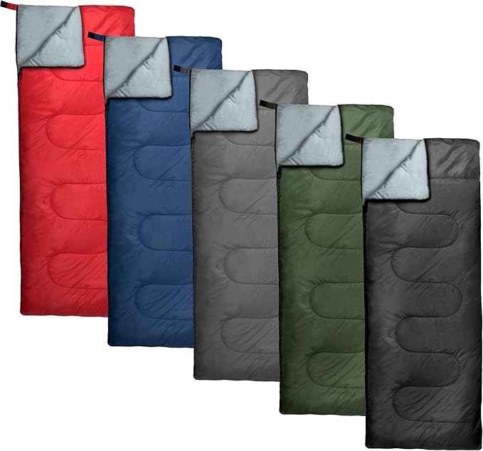 Bulk 10 Pack Envelope Sleeping Bags, 4 Seasons Warm or Cold Lightweight Indoor Outdoor Sleeping Bags for Adults, Backpacking, Camping