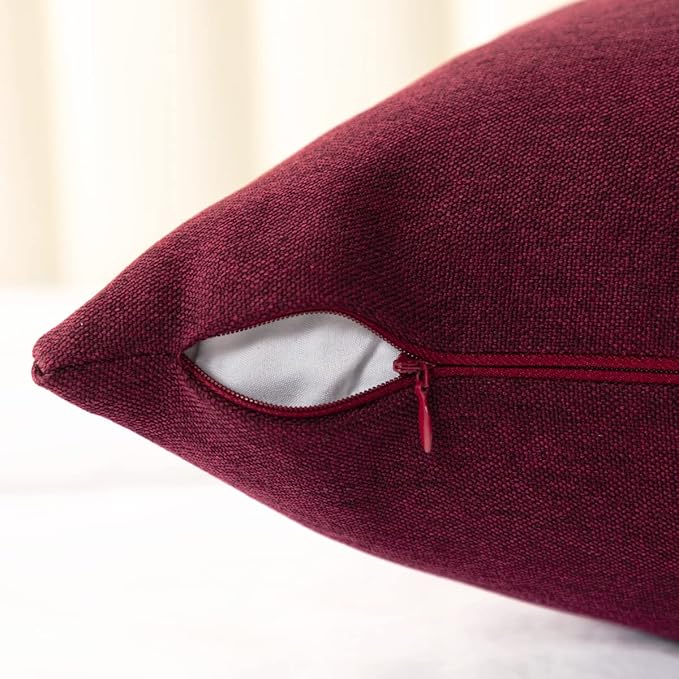 AMBERIS 2 Pillowcases (45×45cm)(Without Insert) Red, Imitation Linen Decorative 2 Pillowcases (Without Insert) for Home Hotel