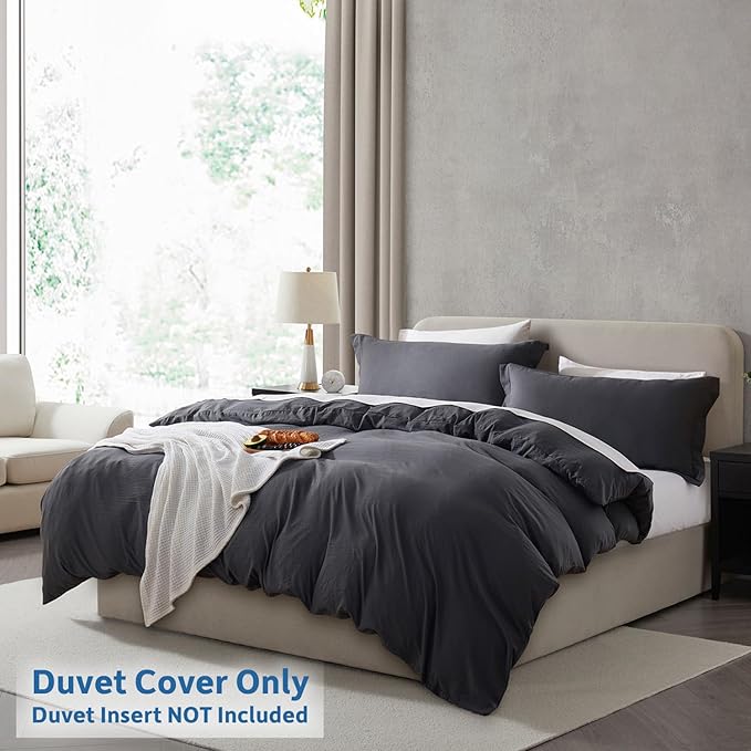 Nestl Grey Duvet Cover Queen Size - Soft Prewashed Queen Duvet Cover Set, 3 Piece, with Zipper Closure, 1 Duvet Cover 90x90 inches and 2 Pillow Shams
