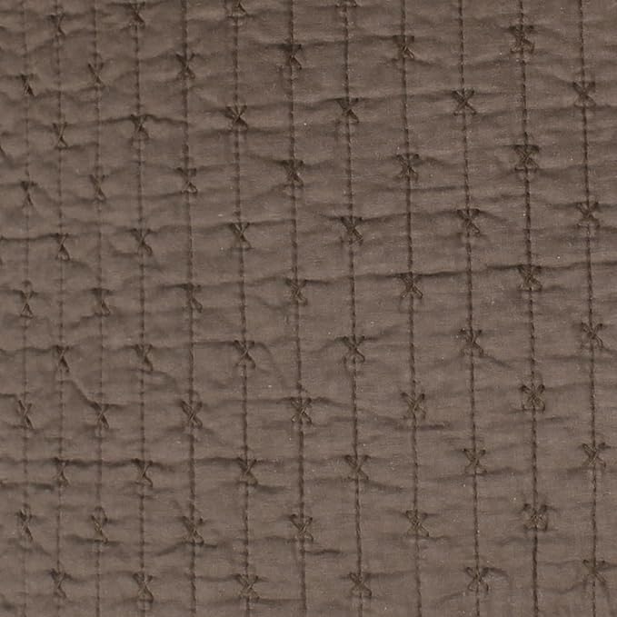 Levtex Home Cross Stitch Reversible King Bedspread Set (120x104in) with 2 Pillow Shams (36x20in) - Stitch Texture - Cocoa - Cotton King Size Bedspread Set - Soft, Pre-Washed