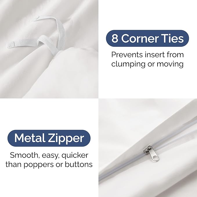 Duvet Cover Queen Size - Extra Soft Queen Size Duvet Cover - Lightweight, Breathable, Easy Care & Fade Free w/ Zipper Closures & Ties - 90" x 90" Inches - (Antique White) Comforter Not Included