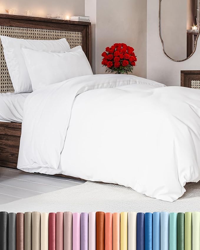 White Duvet Cover Twin/Twin XL Size - Extra Soft Twin/Twin XL Size Duvet Cover - Lightweight & Breathable - Easy Care & Fade Free w/ Zipper Closures & Ties - 68" x 90" Inches - Comforter Not Included
