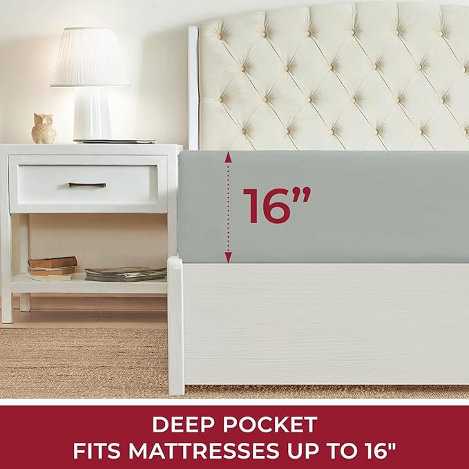 Mellanni Twin Fitted Sheet - Iconic Collection Bedding Sheets with up to 16 inch Deep Pocket - Soft & Cooling - Fade & Stain Resistant - 1 PC (Twin, Spa Mint)