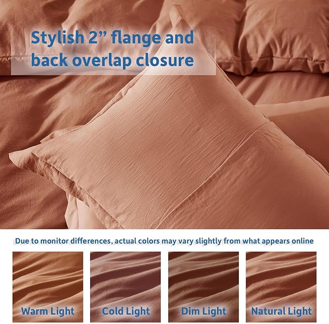 Nestl Rust Duvet Cover King Size - Soft Prewashed King Duvet Cover Set, 3 Piece, with Zipper Closure, 1 Duvet Cover 104x90 inches and 2 Pillow Shams
