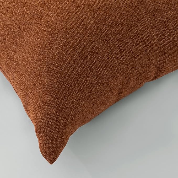 AMBERIS 2 Pillowcases (45×45cm)(Without Insert) Brown, Imitation Linen Decorative 2 Pillowcases (Without Insert) for Home Hotel