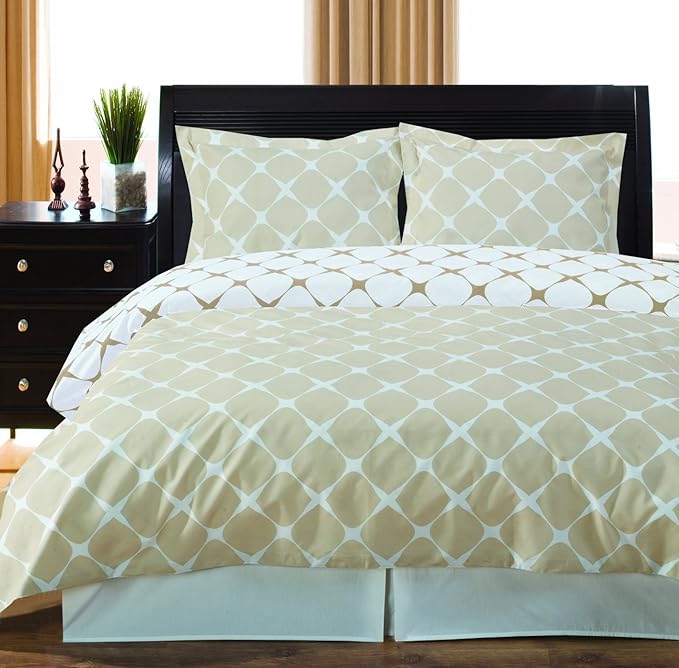 Royal Hotel Bedding Linen and Ivory Bloomingdale 4 Piece Full/Queen Comforter Set 100% Cotton 300 Thread Count