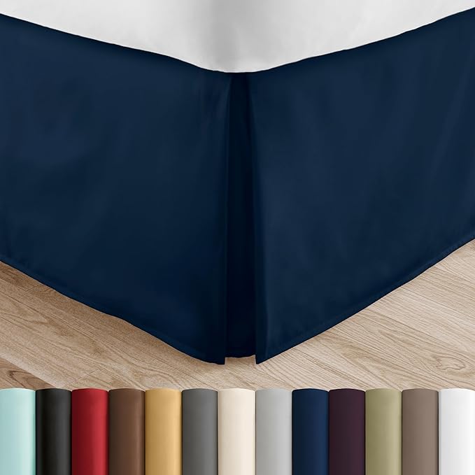 Linen Market Bed Skirt - Ultra Soft Microfiber - Easy Fit with 14 Inch Tailored Drop - Hotel Quality, Shrinkage & Fade Resistant - Bed Cover - Full Size Bed Skirts - Bedroom Décor - (Full, Navy)