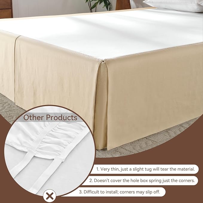 French Linen Bed Skirt 14" Tailored Drop Dust, Easy Fit Breathable Natural Flax Soft Cozy Farmhouse Bedding (14" California King, 72"×84")