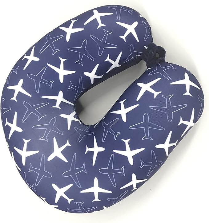 Bookishbunny U Shaped Micro Beads Microbead Neck Head Support Travel Pillow, 12"x12"x4" (PlaneNavy)