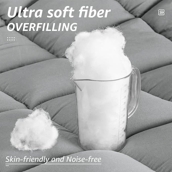 HYLEORY All Season Queen Size Bed Comforter - Cooling Down Alternative Quilted Duvet Insert with Corner Tabs - Winter Warm - Machine Washable - Light Grey