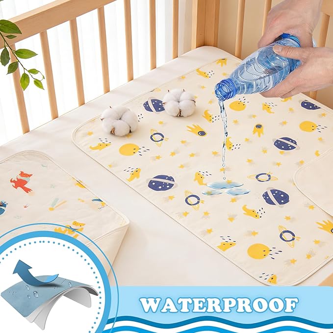 Baby Portable Diaper Changing Pad,Waterproof Changing Mat,Soft Comfortable,Foldable Travel Pad,Toddler Essentials Must Haves,Newborn Shower Gifts(2 Pcs-27"x35"-Astronaut & Fox Banana)