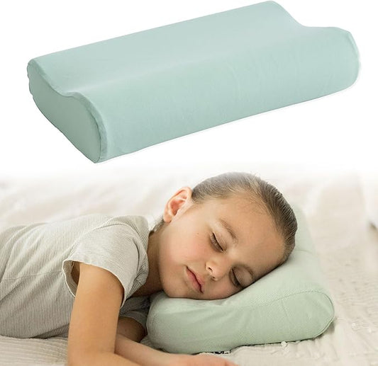 Tiny Twinkle Toddler Pillow with Fitted Pillowcase | Ergonomic Shape with Resilient, Cloud-Like Memory Foam for Comfortable Sleeping | Kids Travel Pillows (Sage)