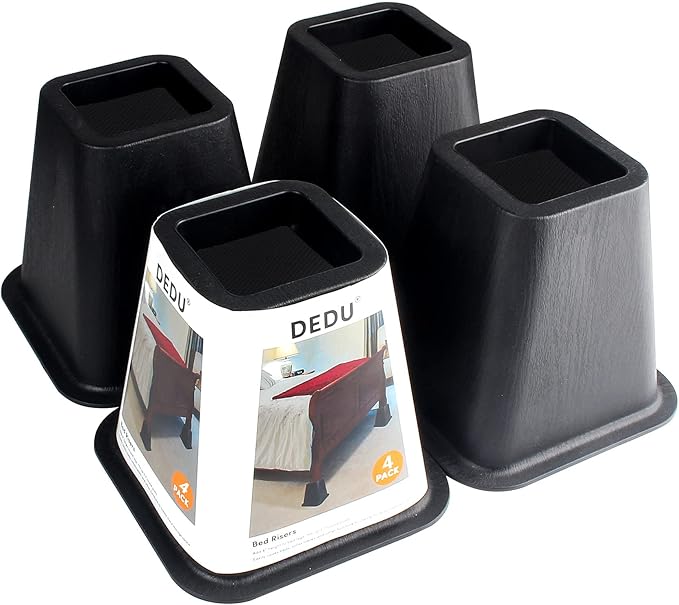 DEDU Bed Risers 6 Inch Heavy Duty 4 Pack, Furniture Risers for Sofas Oversized, Couch Risers with Non-Slip Pad Supports Up to 2200 Lbs for Bed, Desk, Chair (Black)