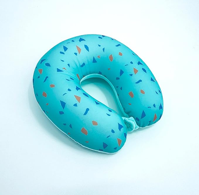 Bookishbunny U Shaped Micro Beads Microbead Neck Head Support Travel Pillow, 12"x12"x4" (ConfettiLightBlue)