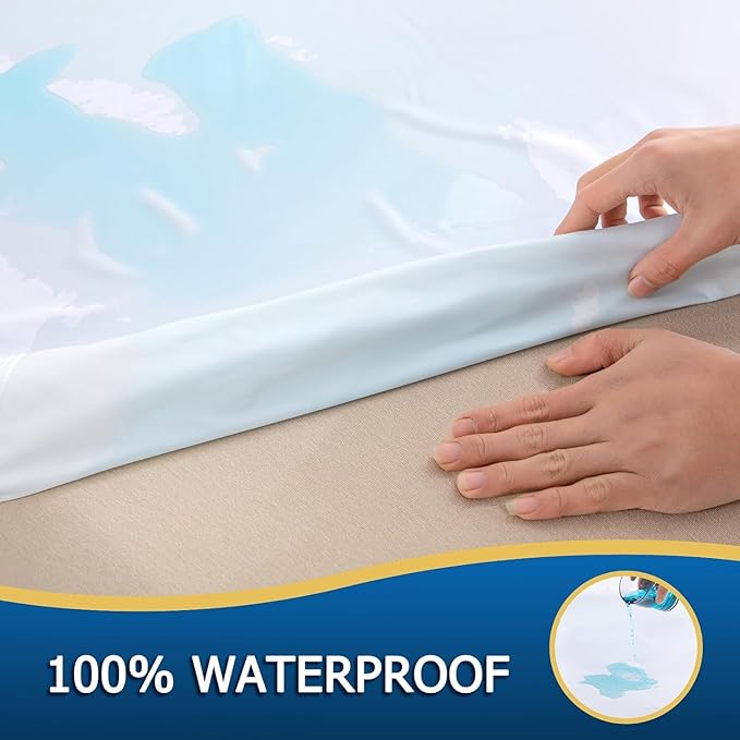 Twin Waterproof Zippered Mattress Encasement, Breathable, Noiseless, Machine-Washable Zipped Mattress Cover, Fitting 7" - 13" Deep Mattress