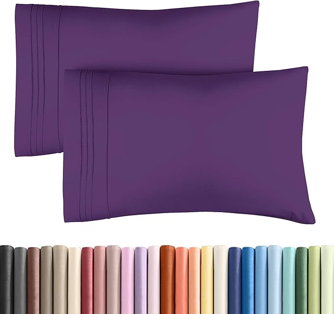 King Pillow Cases Set of 2 - Ultra Soft Hotel Quality Pillowcase Covers - Comfy, Cozy & Wrinkle Free - Shrinkage, Stain and Fade Resistant - Machine Washable Pillow Protectors - 2 Piece Set - Purple
