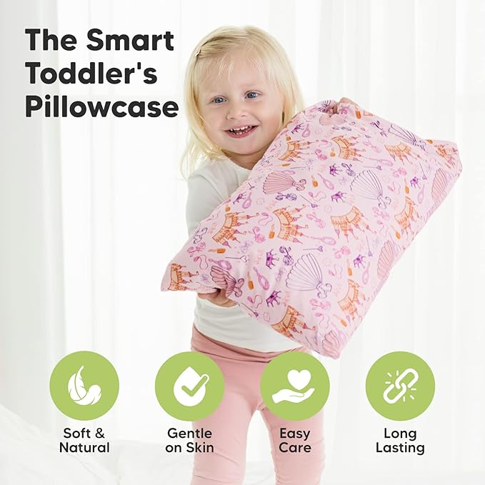 KeaBabies Toddler Pillowcase 13"x18" - Organic Cotton Toddler Pillowcase for Kids, Boys,Girls,Soft & Durable Cotton Cover for Miniature Sleepy Pillows,Cute Colors,Pillow Sold Separately(Dear Princess)