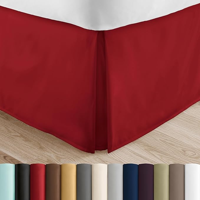 Linen Market Bed Skirt - Ultra Soft Microfiber - Easy Fit with 14 Inch Tailored Drop - Hotel Quality, Shrinkage & Fade Resistant - Bed Cover - Full Size Bed Skirts - Bedroom Décor - (Full, Burgundy)