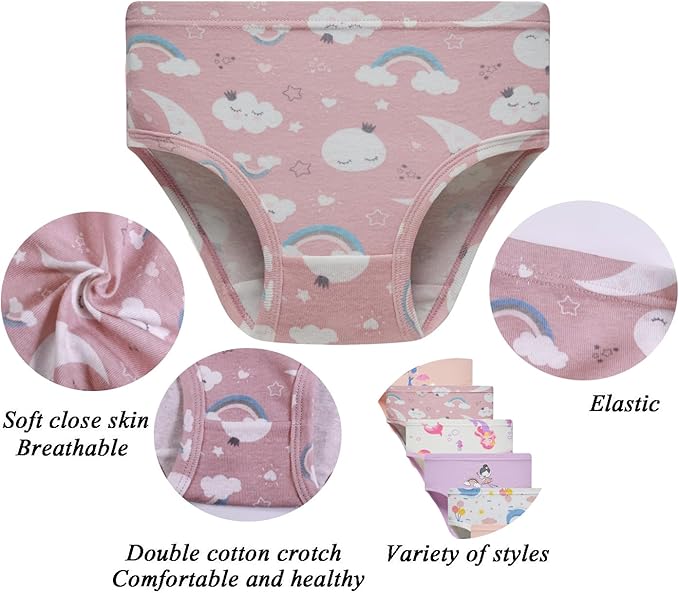 Boboking Soft Cotton Underwear Toddler Girls'Briefs Soft Undies