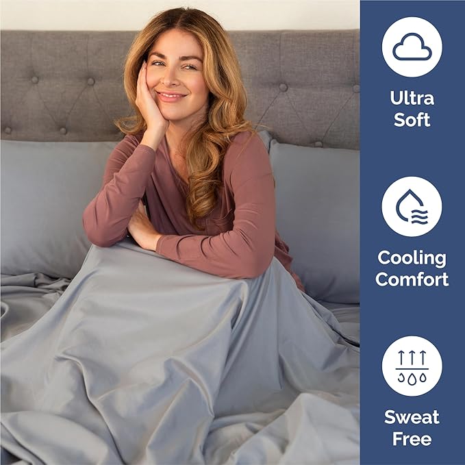 Split King 7 Piece Sheet Set - Comfy Breathable & Cooling - Soft Hotel Luxury Bedding Set with 8-16 Inch Deep Pockets - 1 Flat & 2 Fitted Sheet & 4 Pillowcases - Wrinkle Free & Easy Care - Steel Blue