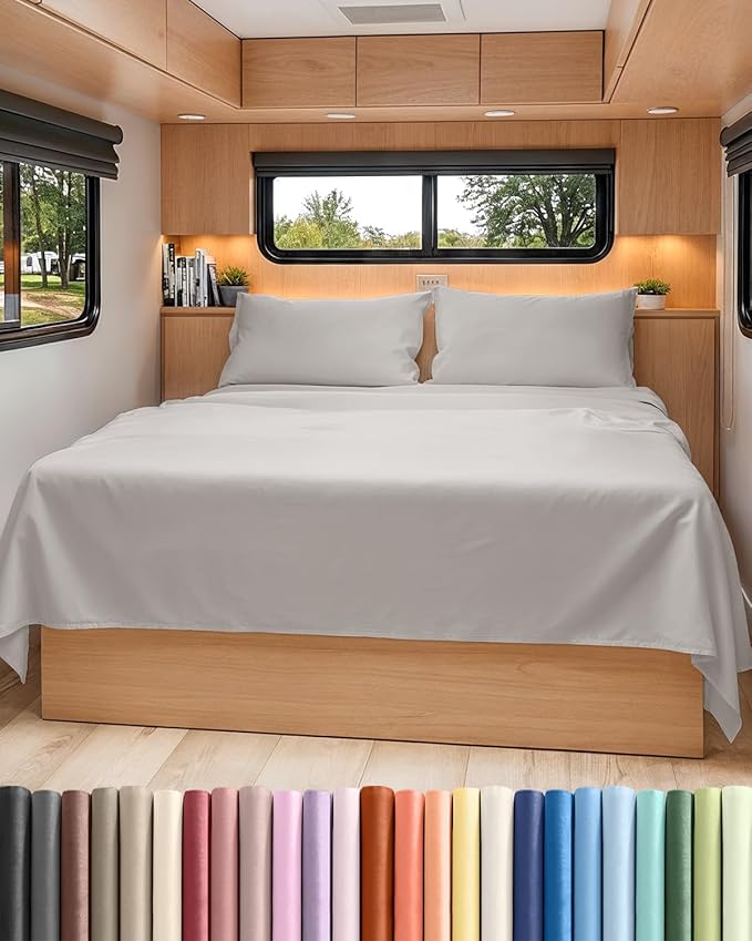 Short Queen RV Size 4 Piece Sheet Set - Comfy Breathable & Cooling Bed Sheets Set - Hotel Luxury Bedding for Women, Men, Kids, Teens, Boys & Girls - Deep Pockets & Ultra-Soft - Oeko-Tex - Light Grey