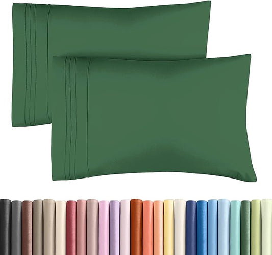 Queen Pillow Cases Set of 2 - Ultra Soft Hotel Quality Pillowcase Covers - Comfy, Cozy & Wrinkle Free - Shrinkage and Fade Resistant - Machine Washable Pillow Protectors - 2 Piece Set - Emerald Green