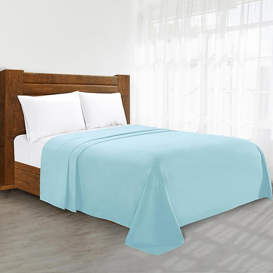 Luxury Flat Sheet on Amazon Elegant Comfort Wrinkle-Free 1500 Premier Hotel Quality 1-Piece Flat Sheet, California King Size, Aqua
