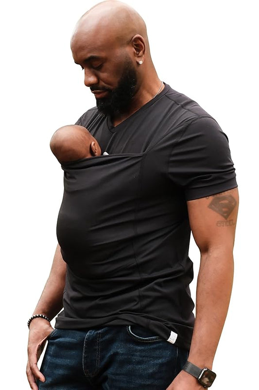 Lalabu The Dad Shirt | Hands-Free Baby Carrier for Dad with Kangaroo Pouch | Engineered for Bonding, Safety, & Comfort for Newborns Up to 15 Lbs. | CPSC Compliant - Black - 3XL
