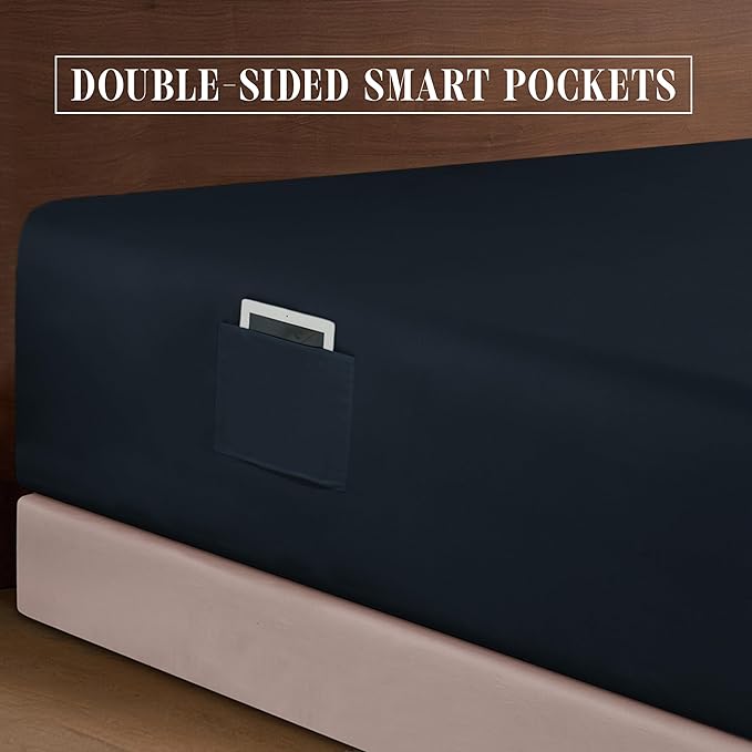 Elegant Comfort Luxurious 1500 Premium Hotel Quality Microfiber 4-Piece Sheet Set, 18-24 Inches Deep - Extra Deep Pocket Sheets - Ultra Soft 4PC Deep Pocket Sheets, Twin/Twin XL, Black