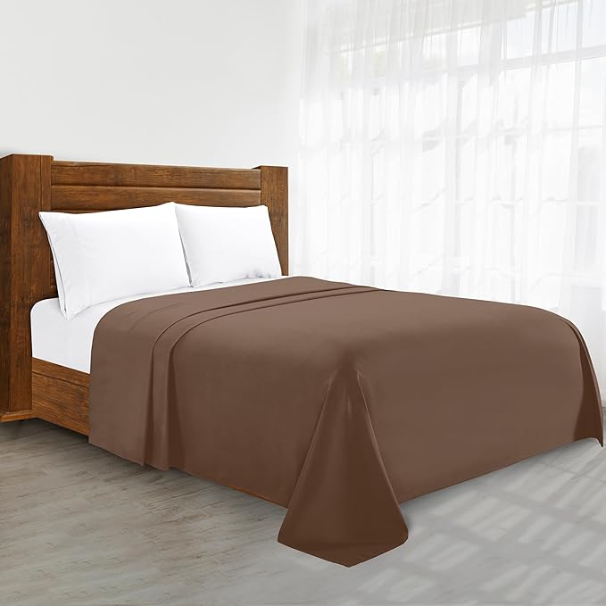 Luxury Flat Sheet on Amazon Elegant Comfort Wrinkle-Free 1500 Premier Hotel Quality 1-Piece Flat Sheet, Full Size, Taupe