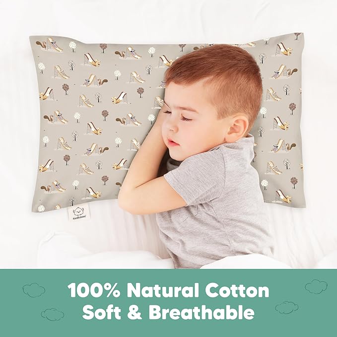 KeaBabies Toddler Pillowcase 13"x18" - Organic Cotton Toddler Pillowcase for Kids, Boys, Girls, Soft & Durable Cotton Cover for Miniature Sleepy Pillows, Cute Colors, Pillow Sold Separately(Play Park)