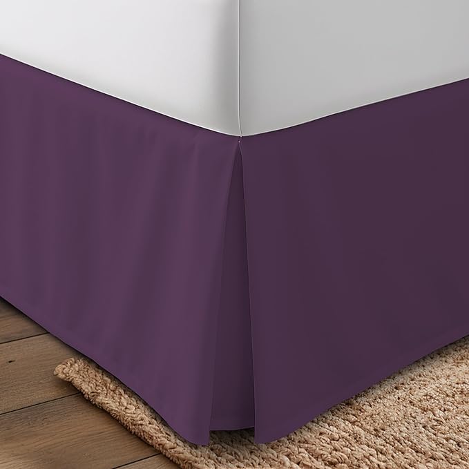 Utopia Bedding Queen Bed Skirt - Soft Quadruple Pleated Ruffle - Easy Fit with 16 Inch Tailored Drop - Hotel Quality, Shrinkage and Fade Resistant (Queen, Purple)