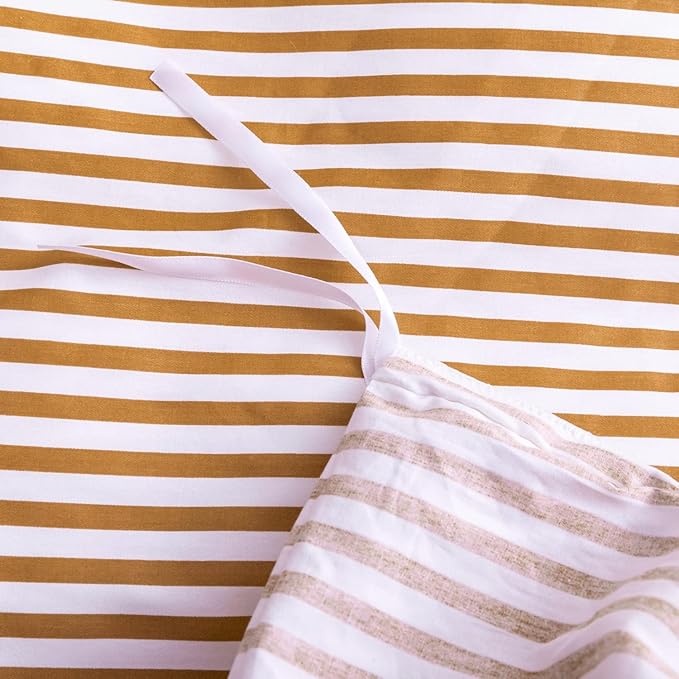 JELLYMONI Cal King Duvet Cover Set, Cotton Duvet Cover 3 Pieces with Zipper Closure, 1 Duvet Cover and 2 Pillowcases(White with Rust Striped)