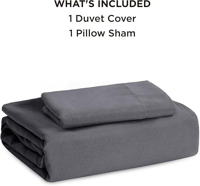 Bedsure Dark Grey Duvet Cover Twin/Twin XL Size - 2 Pieces Prewashed Cotton-Like Extra Soft Bedding Set, Includes 1 Twin Duvet Cover 68x90 Inches with Zipper Closure & 1 Pillow Sham, No Comforter
