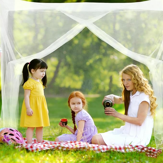 Canopy Bed Curtains 4 Corners Mosquito Net Mosquiteros para Camas Bed Canopies Netting Bed Drapes Rectangular Mosquito Mesh for Patio Gothic Outdoor Travel Home Decor（L75 X W35 X H63,1 Opening, White）