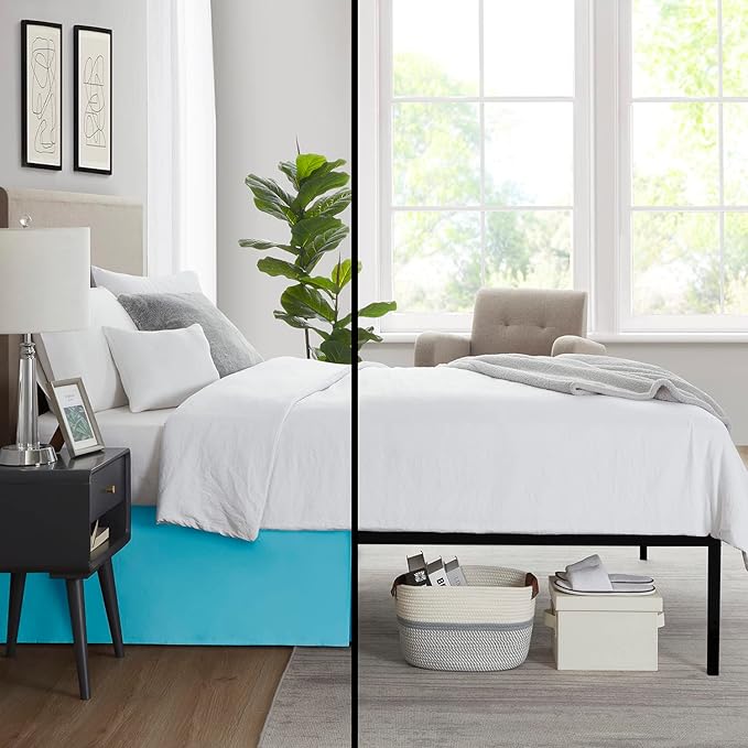 Nestl Beach Blue Bed Skirt Cal King Size - Cal King Bed Skirt 14 Inch Drop - Brushed Microfiber Bed Skirts - Hotel Quality Pleated Bed Skirt - Shrinkage & Fade Resistant