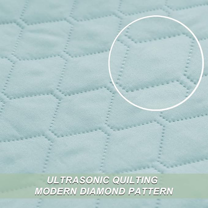 Exclusivo Mezcla Reversible Twin Quilt Bedding Set with Pillow Sham, Lightweight Quilts Twin Size, Soft Bedspreads Bed Coverlets for All Seasons - (Light Blue, 68"x88")